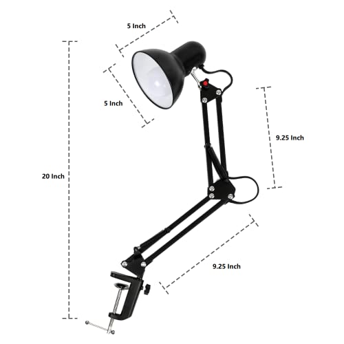 Desk Lamp,Swing Arm Desk Lamp With Clamp,Eye-Caring Reading Light,Led Bulb,79 Inch Cord,For Reading,Craft,Home,Office (Black) #TOP4
