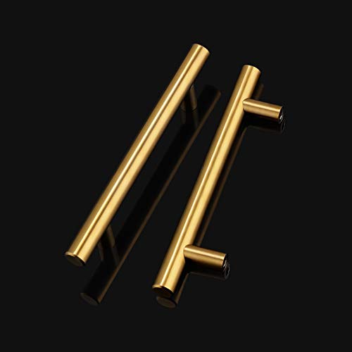 4 Inch Drawer Pulls Gold Cabinet Handles,10 Pack Stainless Steel Dresser Pull Kitchen Furniture Hardware,Euro T Bar Closet Pull For Bedroom Bathroom Living Room #TOP2