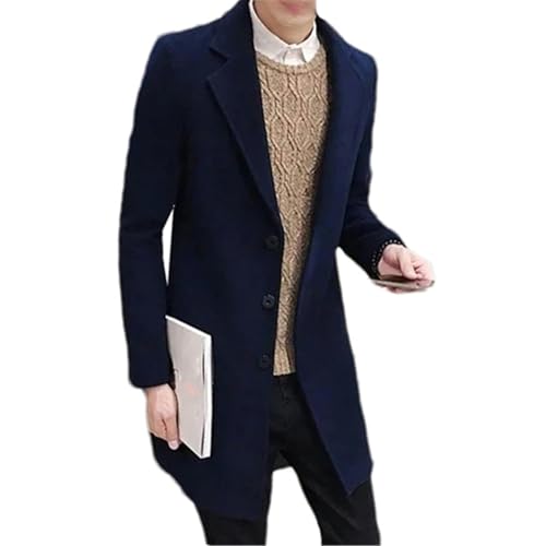 Manteau long homme coton bleu marine coupe-vent ajusté casual S