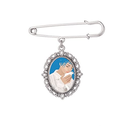 Broche bleue motif Peace Girl pour chemise et robe - Accessoire aux finitions de précision