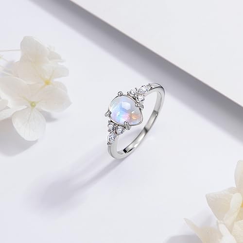 Authentic Moonstone Ring - Sterling Silver Rainbow Moonstone Ring for Women4