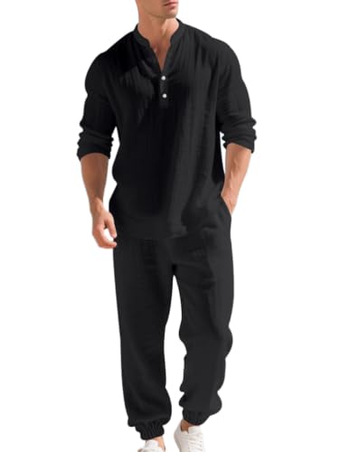 Ensemble en lin homme pour éviter la chaleur tenue décontractée chic 2 pièces