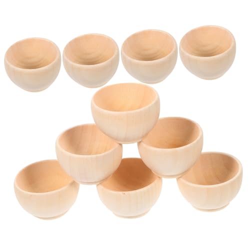 DECHOUS 10個 ミニ木製ボウル イースターエッグボウル 小さな木のボウル 調味料入れ DIYの木製ボウル ナッツボウル ディップソースボウル 無塗装の木のボウル 木製クラフトボウル 塩貯蔵