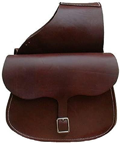 AD Saddlery Cowhide Genuine Leather Western Equestrian Trail Simple Horse Saddle Bag Pack Equipment Horse Saddle Bags Size: 10” L x 10” W x 3 ½” D inches BAG12