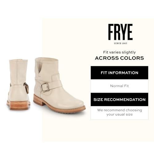 Image of Frye 5 inch Veronica Booties for Women - Full-Grain Brush-Off Leather with Antique Metal Hardware and Rubber Outsole, Genuine Stitch Welt Construction