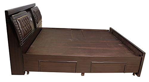 Image of Akasia Kiln Dried Wood Bed with Box and Draw Storage (Wenge, Queen Size)
