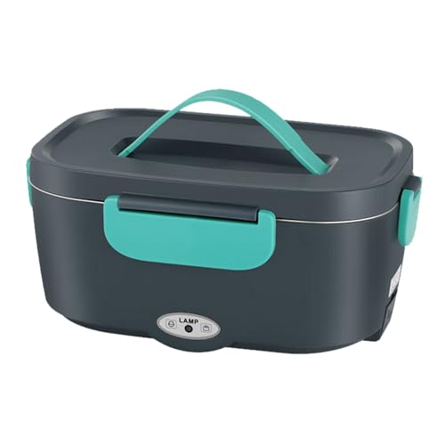 Fiambrera eléctrica de 60 W con recipiente de 1,5 L, de acero inoxidable, 12 V/24 V/110 V/220 V, para coche, camión o trabajo, calentador de alimentos (gris)