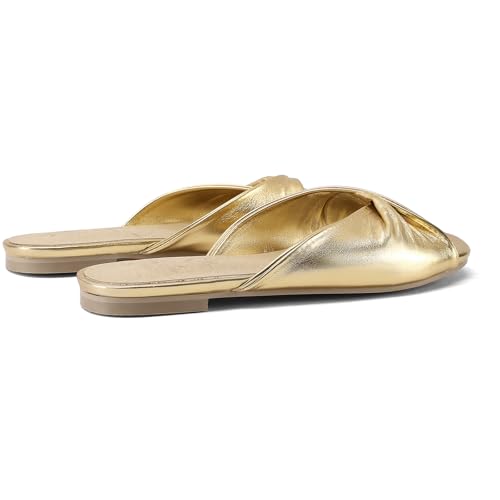 Women's Flat Sandals Crisscross Wide Welt Metallic Slingback Flats Slippers2