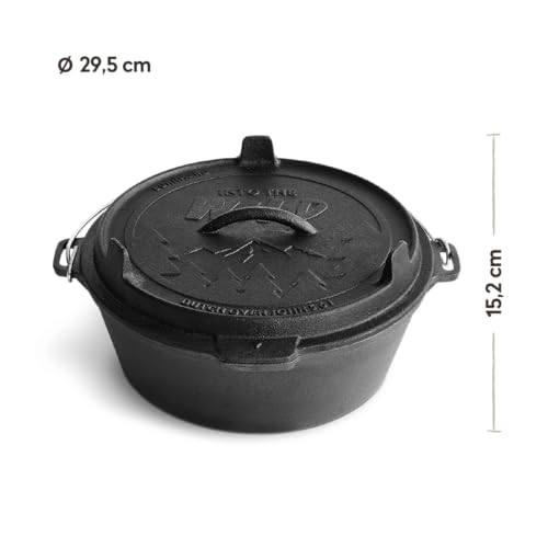 Foto von BURNHARD® Dutch Oven Pre-Seasoned, 6qt 5,6 Liter, Gusseisen Feuertopf