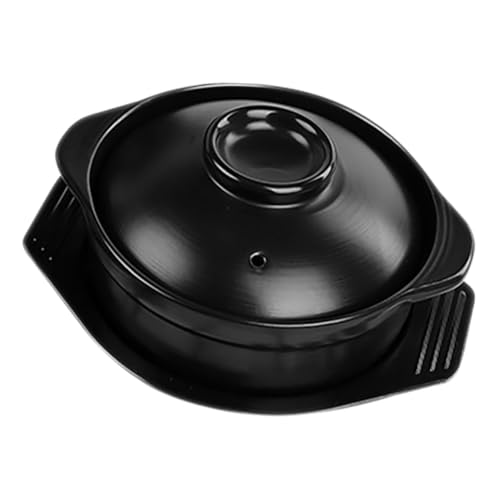 Zerodeko 1 Juego Cacerola de Cerámica Tapa y Plato para Estofados Sopa y Ramen Olla de Cocción para Cocina Casa o Profesional Resistente Altas y de Limpiar