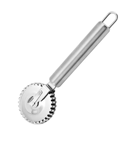 MyHoome Ravioli Cutter with 430 Stainless Steel Wheel, Ideal for Cutting, Sealing, and Crimping Fresh Pasta, Pastry Dough, pierogi and dumplings, multi pastry cutter, pastry cutter crimper. Silver.