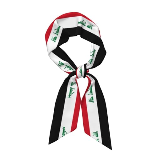 Iraqi flag Women's accessory long scarf, chic tie scarf, moderate size (46.9 x 3.1 inches), showcasing elegant taste.