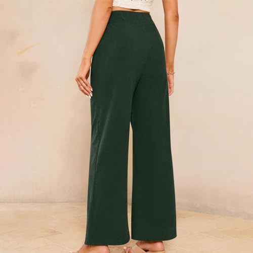 Corduroy Pants for Women Wide Leg High Waist Loose Comfy Trousers Velvet Flare Casual Bell Bottom Pants with Pockets3