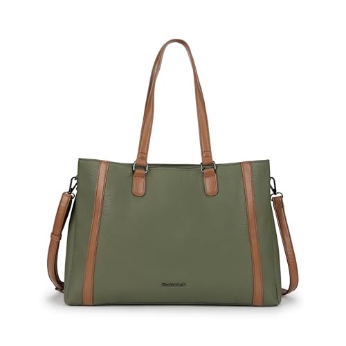 Image of Fastrack Metro Carry Laptop Tote | Faux-Leather Women's Handbag | white with black Details | 14 inch Laptop Compatible | Dual Carry Options | Pebbled Texture