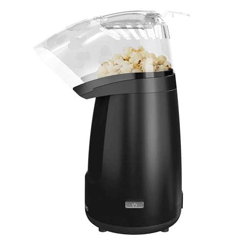 Image of West Bend Air Crazy Hot Air Popcorn Popper Machine 4-Quart Oil-Free Popping for Healthier Snacks Dual-Purpose Measuring and Butter Cup On /Off Switch Compact Design, in Black