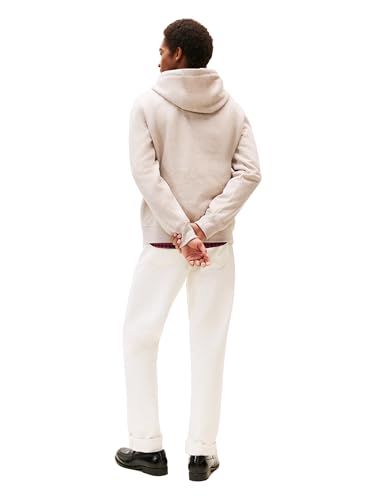 Tommy Hilfiger Herren Mittelschweres Fleece-Kapuzen-Sweatshirt mit Gesticktem Logo, Auch Erhältlich in Big & Tall Kapuzenpullover, Melierter Kieselstein, Small 4