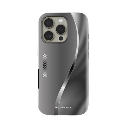 Image of MILLION CASES Back Cover Case for iPhone 15 Pro Scratch Resistant Anti-Slip Polycarbonate Shockproof Protective Durable Echo Drift Crystal Case for Men & Boys(Silver)