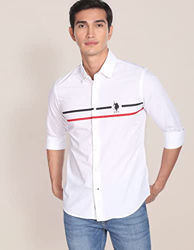 Image of U.S. POLO ASSN. Striped Regular Fit Cotton Shirts for Men - Full Sleeve Mens Casual Shirts