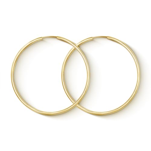 EDELIND Creolen Gold 333 Echtgold 50 mm - groß Ohrringe 2 mm breit - Gelbgold für Damen - mit edler Geschenkbox EDELIND Creolen Gold 333 Echtgold 50 mm - groß Ohrringe 2 mm breit - Gelbgold für Damen - mit edler Geschenkbox