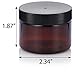 3 oz Amber PET Plastic Refillable Jar with Black Smooth Lid (6 pack)
