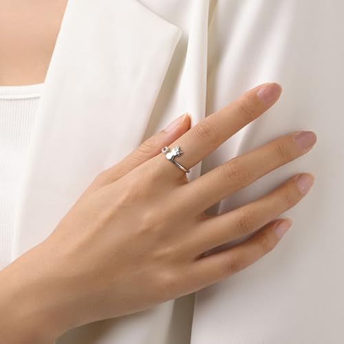 Bague Argent 925 ajustable pour doigt sensible avec zircone rond
