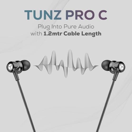 Image of Toreto Tunz Pro C Type Earphones Wired, 13mm Bass Drivers, Inline Control Type C Inear Headphones with Mic, Signature Sound,Sweat Resistant, Comfort Fit Type c Earphone