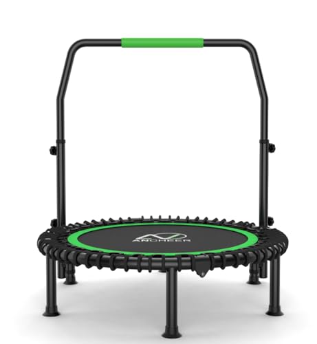 Image of ANCHEER Rebounder Trampoline 40 inch Bungee with 4-Level Adjustable Handle,Mini Trampoline Max 400 LBS Heavy-Duty Fitness Trampoline, Waterproof UV-Resistant Indoor Outdoor Exercise Trampoline (Pro-Green)