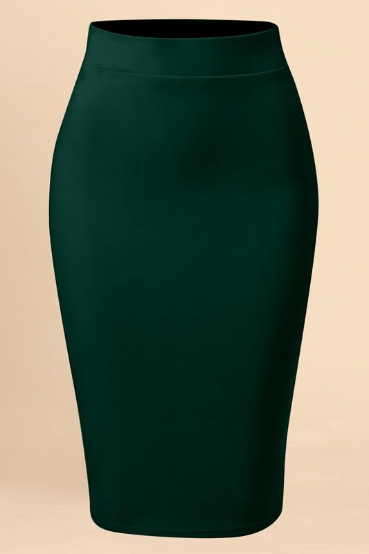Image of TRENDMALLS Women's Knee Length Formal Pencil Skirt with Elastic Waist Band