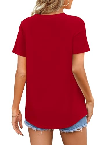 Image of Elesomo Womens Shirts Casual Crew Neck Short /Long Sleeve Tunic Tops Tees