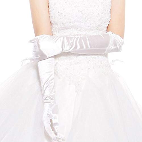Wobe Long Opera Party 20S Satin Gloves Stretchy Adult Size 20.7 Inch Elbow Length 1920S Opera Satin Long Gloves Classic Sun Protection Gloves Wedding Bride Etiquette Gloves For Women Girls White thumb #5