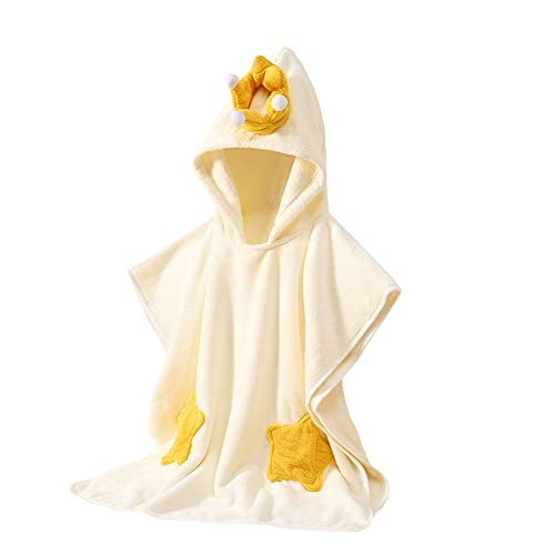 Image of Baby Hooded Poncho Bath Towel, Ultra Soft Quick-Dry Washcloth Baby Bath Towel Ultra Soft Hooded Towel Highly Absorbent Bathrobe Blanket (White)