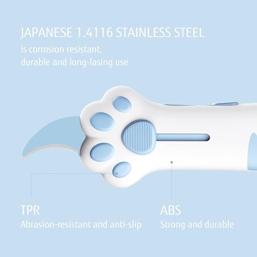 MEOWKIT Cat Paw Box Cutter Retractable with Cat Paw Handle, Multifunctional Knife Set (Blue) by MEOWKIT - Image 9