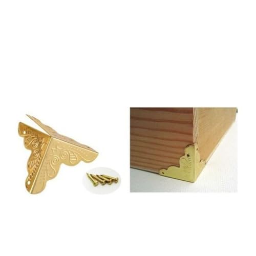 Image of Box Corner Protector 20PCS Gold Triangle Rattan Carved Wood Case Edge Guard