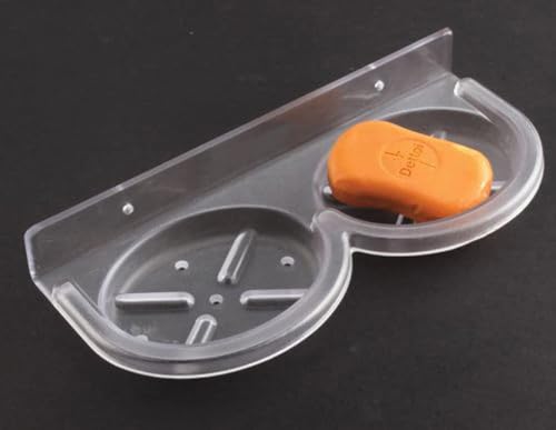 Image of Transparent Oval Wall Mount Soap Dish Holder (9in x3.5in x1.5in) | Bathroom Soap Stand & Holder | Durable, Rust-Free, Stylish Wall Mounted Bathroom & Kitchen Accessory (Pack of 1)
