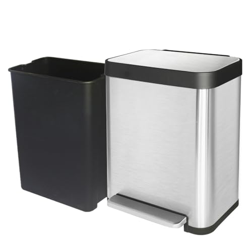 Caneca de basura rectangular de 30 litros plateada