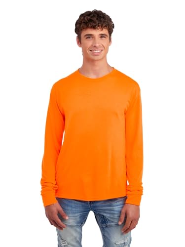 Jerzees Dri-Power Performance T Shirts Moisture Wicking with Odor Control Short or Long Sleeve Sizes S-3X - Long Sleeve - Safety Orange Large