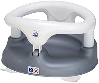Rotho Babydesign Bath Seat, With hinged ring and child safety lock, 7-16 months, Up to 13 kg, BPA-, 35 x 31.3 x 22 cm, Pearl Silver/White