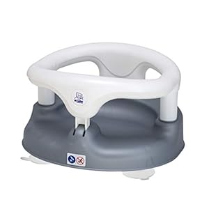 Rotho Babydesign Badesitz, mit Scharnierring und Kindersicherung, 7-16 Monate, bis zu 13 kg, BPA-, 35 x 31,3 x 22 cm, Perlsilber/Weiß