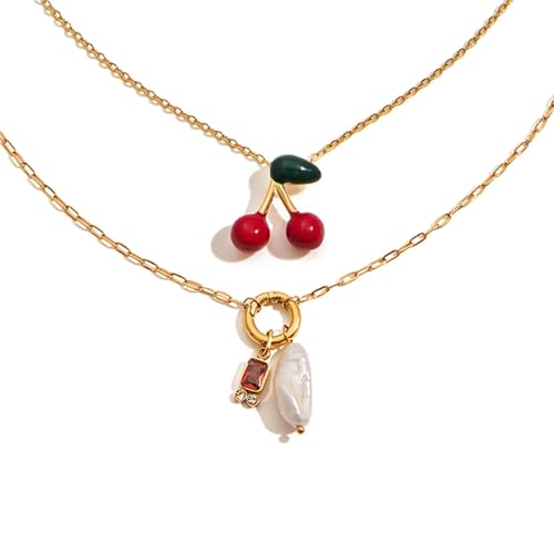 Collier cerise en acier inoxydable le bijou tendance à offrir pour faire plaisir
