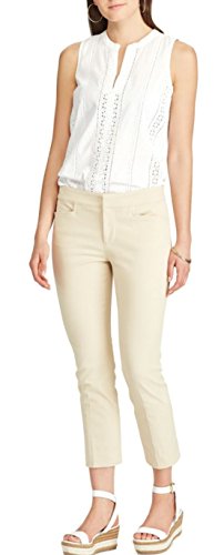 Chaps Womens Slimming Fit Bi-Stretch Twill Capris (Gallery Tan, 4)