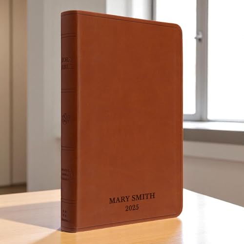 Image of Personalized ESV Large Print Bible for Adults, Name Engraved, Standard Size | Customize Your Dark Brown Faux Leather Bible Your Way, Presentation Page, Concordance, Lay-Flat, 2-Column & Thin Paper