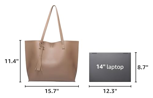 Image of Dreubea Women's Soft Faux Leather Tote Shoulder Bag from, Big Capacity Tassel Handbag