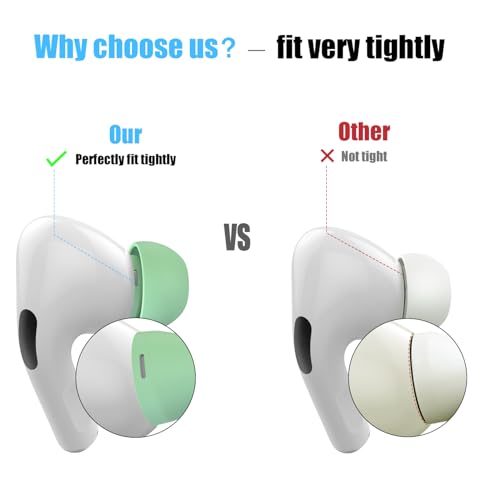 Image of 3 Pairs Replacement Ear Tips for AirPods Pro and 2nd Generation with Noise Reduction Hole, Silicone Ear Tips for AirPods Pro with Portable Storage Box and Fits in Charging Case (S /M /L, Mint Green)