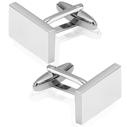 Gments - Men's Cufflinks Classic Rectangle Cufflinks for Men Stainless Steel Silver Cuff Links Mens Gift for Groom Father Boss Boyfriend Husband Suit Shirt Wedding Plectrum Business Graduation Shirt - -18%