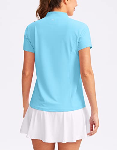 Image of Obla Women's Golf Polo Shirt V-Neck Short Sleeve Collarless Quick Dry Tennis Running T Shirt Golf Tops for Women