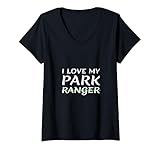 Damen I Love My Park Ranger Ehefrau, Freundin, Ehemann, Freund, Mutter T-Shirt mit V-Ausschnitt