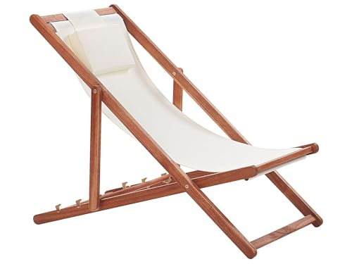 Beliani Chilienne Pliante avec Toiles de Remplacement en Bois Acacia Marron Foncé Avellino