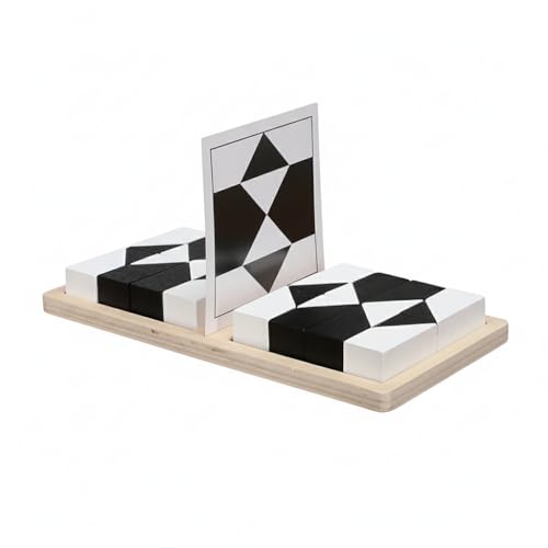 Tangram Duell Black & White juego de mesa de madera con 80 desafíos de lógica