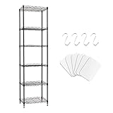 Fainyearn スチールラック レンジ台 キッチンラック 収納ラック キッチン 整理棚 本棚 シェルフ棚 メタル製 メタルラック 高さ調節 6段 幅42cm×奥行30cm×高さ160cm ブラック