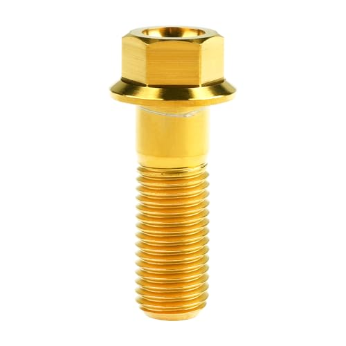 Image of Titanium Bolt M12 30 35 40 45 50 55 60 65 70 75 80 85 90mm Hex Small Flange Head for Motorcycle Car Modification Pack of 4 (M12x35mm Pitch 1.25, Gold)